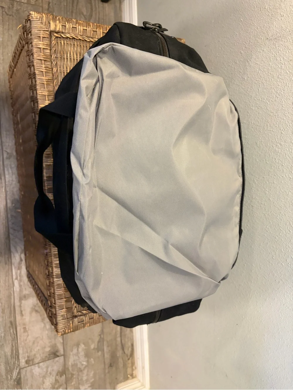 Away Black Canvas Duffel Bag with Front Patch Pocket - Like New! Retails $245